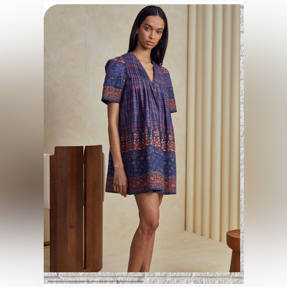 Hunter Bell Youjin Navy Essex Block Border Dress Size Small NWT~ Never worn